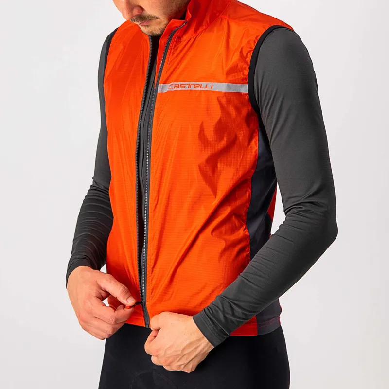 Castelli Squadra Stretch Vest in Fiery Red and Dark Gray-3